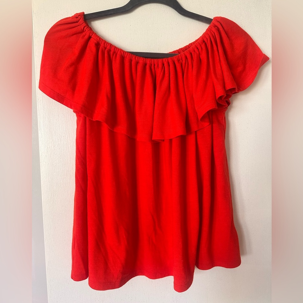 Massimo Red Off-the-Shoulder Ruffle Dress - Size M
